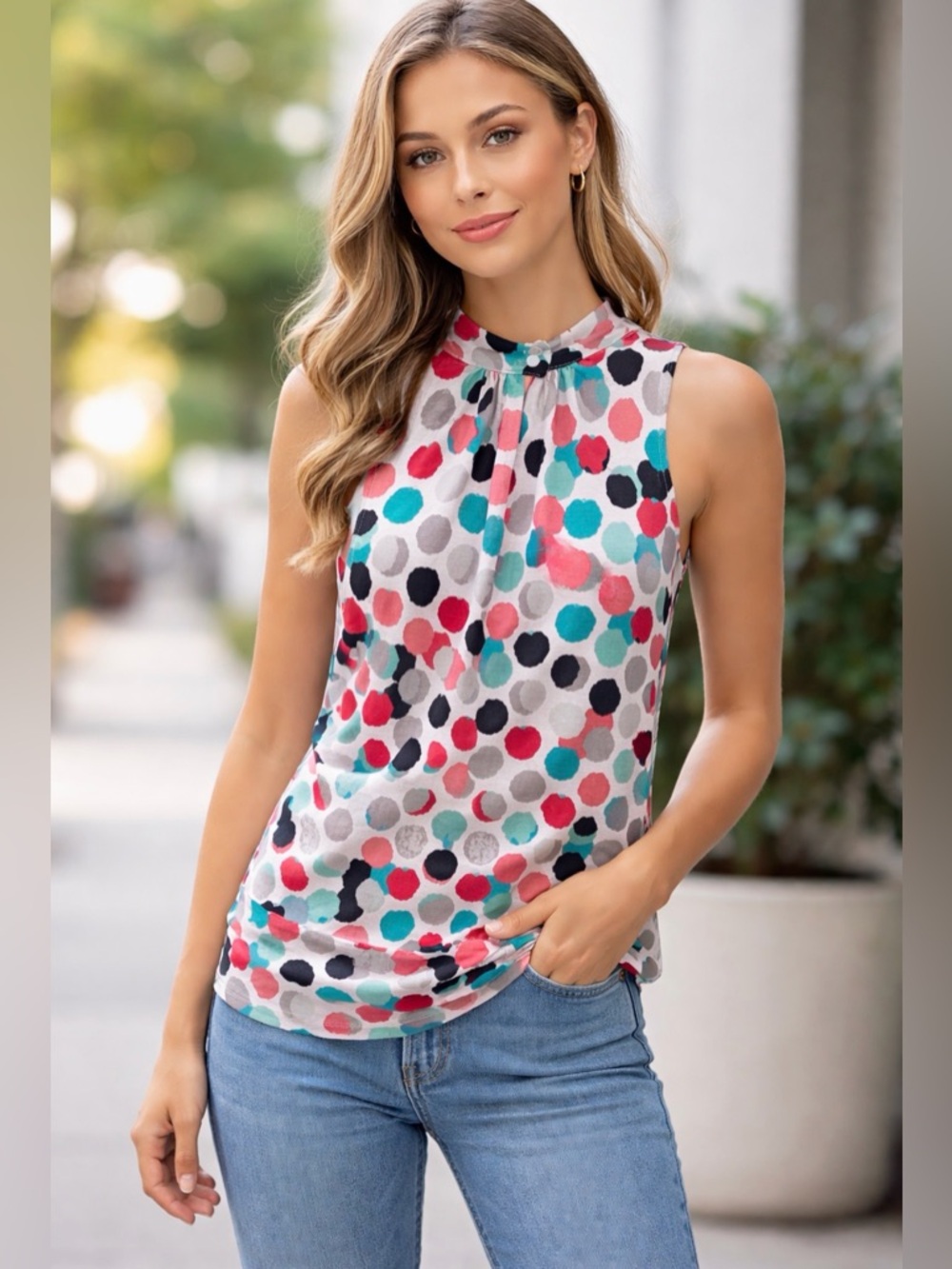XOXO Multicolor Polka Dot Blouse